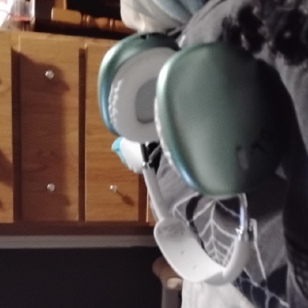 Green and White Over-Ear Headphones with Plush Padding